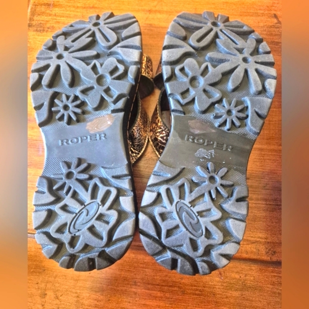 Roper Copper Metallic Buckle Slide Mules - Picture 6 of 6